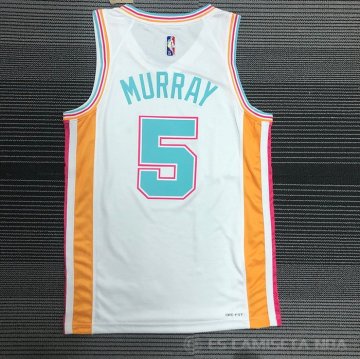 Camiseta Dejounte Murray NO 5 San Antonio Spurs Ciudad 2021-22 Blanco