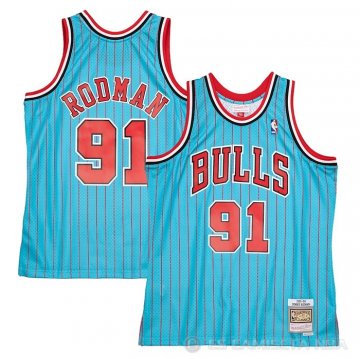 Camiseta Dennis Rodman NO 91 Chicago Bulls Mitchell & Ness 1995-96 Azul