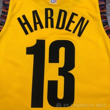 Camiseta James Harden NO 13 Brooklyn Nets Ciudad 2020-21 Amarillo