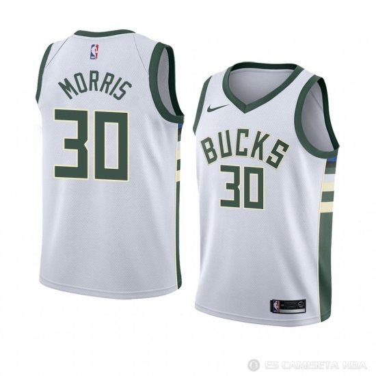 Camiseta Jaylen Morris #30 Milwaukee Bucks Association 2018 Blanco - Haga un click en la imagen para cerrar