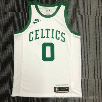 Camiseta Jayson Tatum NO 0 Boston Celtics 75th Anniversary Blanco