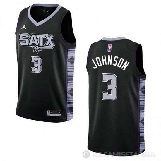 Camiseta Keldon Johnson #3 San Antonio Spurs Statement 2022-23 Negro - Haga un click en la imagen para cerrar