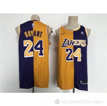 Camiseta Kobe Bryant #24 Los Angeles Lakers Split Amarillo Violeta
