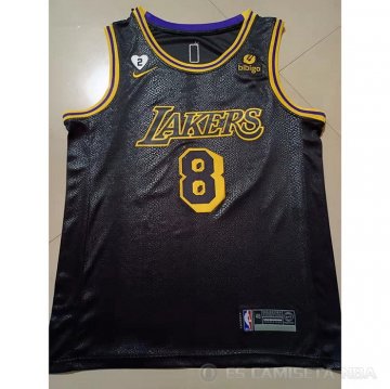 Camiseta Kobe Bryant NO 8 24 Los Angeles Lakers Black Mamba Negro
