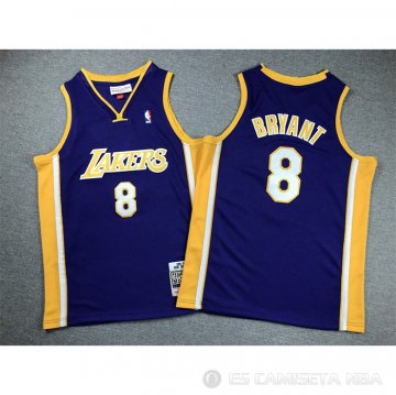 Camiseta Kobe Bryant #8 Los Angeles Lakers Nino Mitchell & Ness 1999-00 Violeta