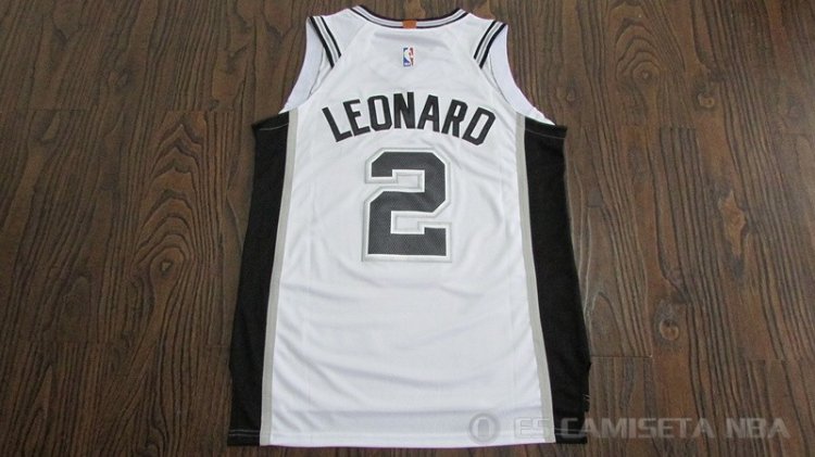Camiseta Leonard #2 San Antonio Spurs Autentico Nino 2017-18 Blanco - Haga un click en la imagen para cerrar