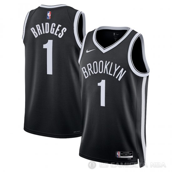 Camiseta Mikal Bridges #1 Brooklyn Nets Icon 2022-23 Negro - Haga un click en la imagen para cerrar