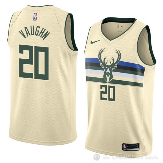 Camiseta Rashad Vaughn #20 Milwaukee Bucks Ciudad 2018 Crema - Haga un click en la imagen para cerrar