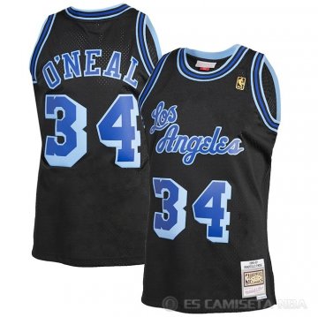 Camiseta Shaquille O\'Neal #34 Los Angeles Lakers Mitchell & Ness 1996-97 Azul Negro