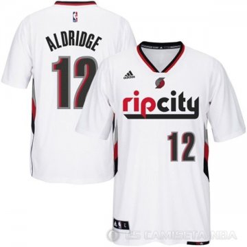 Camiseta Aldridge #12 Portland Trail Blazers Manga Corta Blanco
