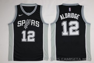 Camiseta Aldridge #12 San Antonio Spurs Autentico 2017-18 Negro
