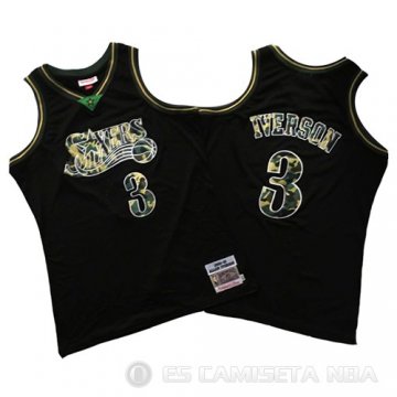Camiseta Allen Iverson #3 Philadelphia 76ers Camuflaje Verde