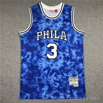 Camiseta Allen Iverson NO 3 Philadelphia 76ers Galaxy Azul