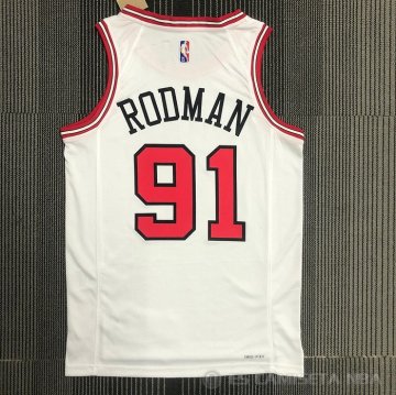 Camiseta Dennis Rodman NO 91 Chicago Bulls Association 2021 Blanco