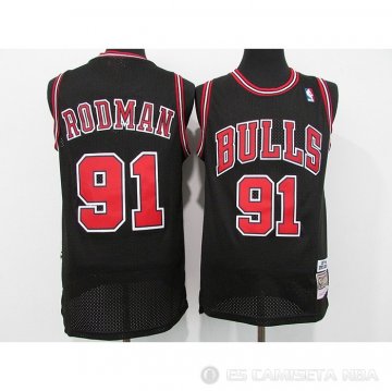 Camiseta Dennis Rodman NO 91 Chicago Bulls Mitchell & Ness 1997-98 Negro