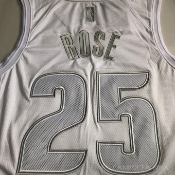 Camiseta Derrick Rose #25 Detroit Pistons MVP Blanco