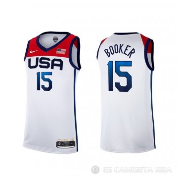 Camiseta Devin Booker NO 15 USA 2021 Blanco