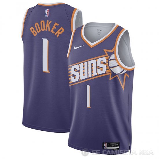 Camiseta Devin Booker #1 Phoenix Suns Icon 2023-24 Violeta - Haga un click en la imagen para cerrar