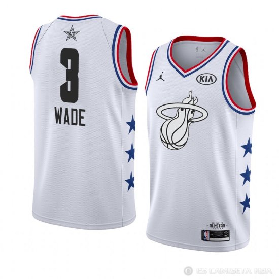 Camiseta Dwyane Wade #3 All Star 2019 Miami Heat Blanco - Haga un click en la imagen para cerrar