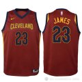 Camiseta James #23 Cleveland Cavaliers Autentico Nino 2017-18 Rojo