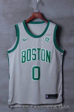 Camiseta Jayson Tatum #0 Boston Celtics Ciudad Gris