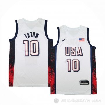 Camiseta Jayson Tatum #10 USA 2024 Blanco