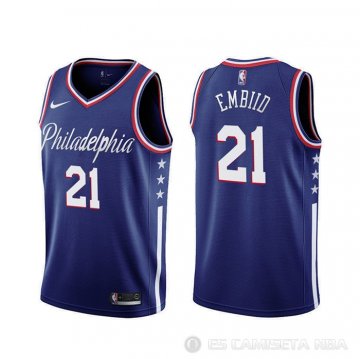 Camiseta Joel Embiid #21 Philadelphia 76ers Ciudad 2019-20 Azul