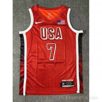 Camiseta Kevin Durant #7 USA 2024 Juegos Olimpicos Rojo