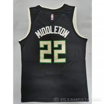 Camiseta Khris Middleton NO 22 Milwaukee Bucks Statement 2020 Negro