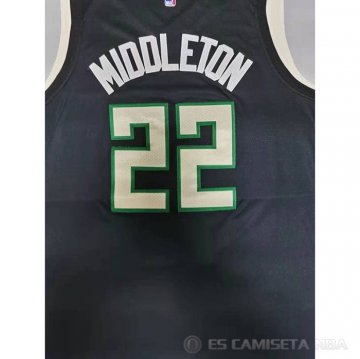 Camiseta Khris Middleton NO 22 Milwaukee Bucks Statement 2020 Negro