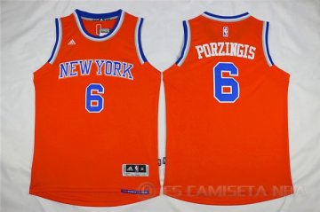 Camiseta Porzingis #6 New York Knicks Naranja