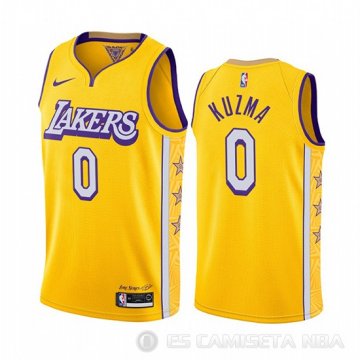 Camiseta Kyle Kuzma #0 Los Angeles Lakers Ciudad Edition Amarillo