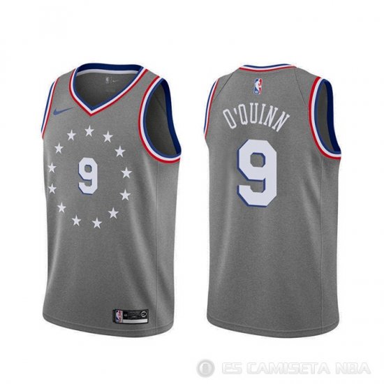 Camiseta Kyle O'quinn #9 Philadelphia 76ers Ciudad Gris - Haga un click en la imagen para cerrar