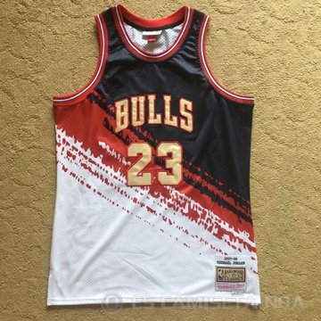 Camiseta Michael Jordan #23 Chicago Bulls Mitchell & Ness Negro Rojo