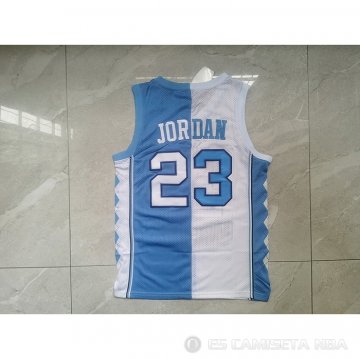 Camiseta Michael Jordan #23 NCAA North Carolina Tar Heels Split Azul Blanco