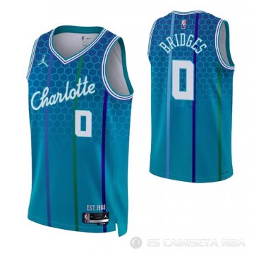 Camiseta Miles Bridges NO 0 Charlotte Hornets Ciudad 2021-22 Azul