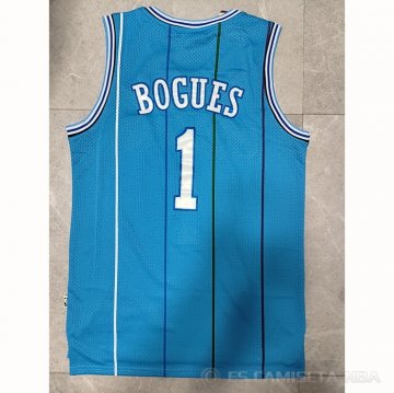 Camiseta Muggsy Bogues #1 Charlotte Hornets Retro Azul