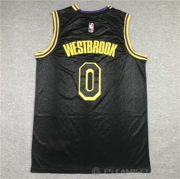 Camiseta Russell Westbrook NO 0 Los Angeles Lakers Ciudad Negro