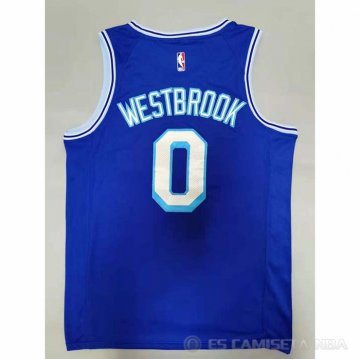Camiseta Russell Westbrook NO 0 Los Angeles Lakers Hardwood Classic 2021-2022 Azul