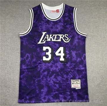 Camiseta Shaquille O'neal NO 34 Los Angeles Laker Galaxy Violeta