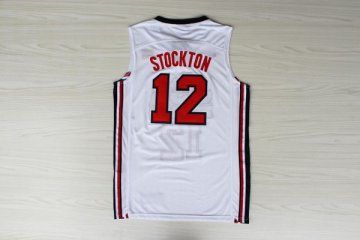 Camiseta Stockton #12 USA 1992 Blanco