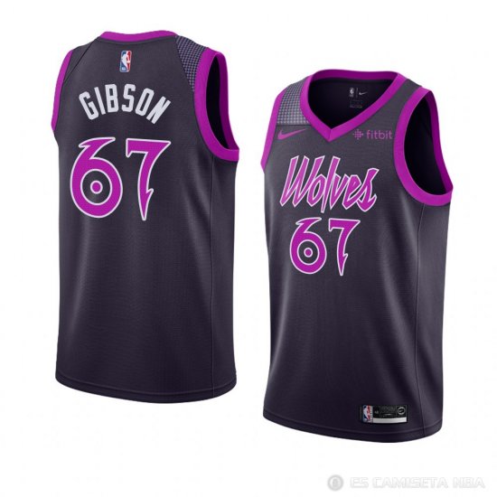 Camiseta Taj Gibson #67 Minnesota Timberwolves Ciudad 2018-19 Violeta - Haga un click en la imagen para cerrar