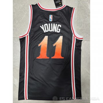 Camiseta Trae Young #11 Atlanta Hawks Ciudad 2022-23 Negro