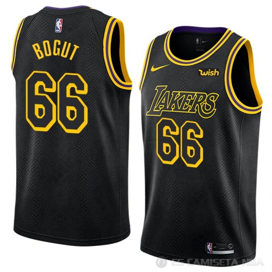Camiseta Andrew Bogut #66 Los Angeles Lakers Ciudad 2018 Negro - Haga un click en la imagen para cerrar
