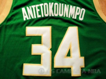 Camiseta Antetokounmpo #34 Milwaukee Bucks Verde Rev30