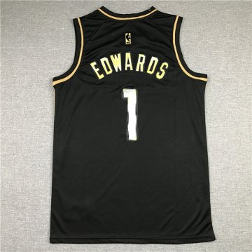 Camiseta Anthony Edwards NO 1 Golden Edition Minnesota Timberwolves 2020-21 Negro