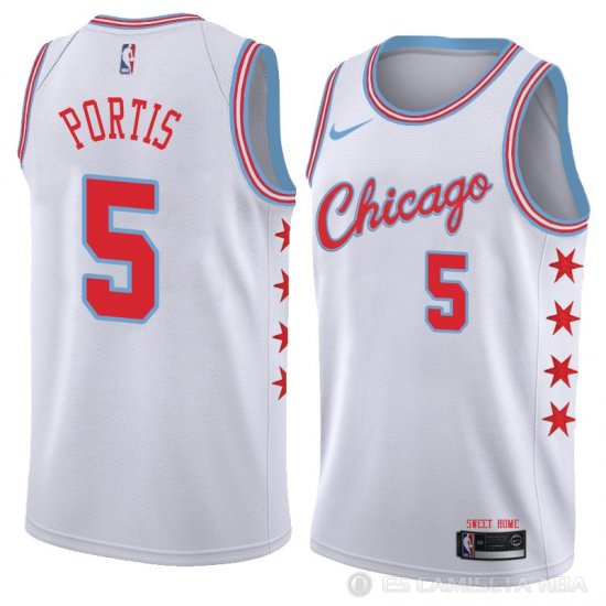 Camiseta Bobby Portis #5 Chicago Bulls Ciudad 2018 Blanco - Haga un click en la imagen para cerrar