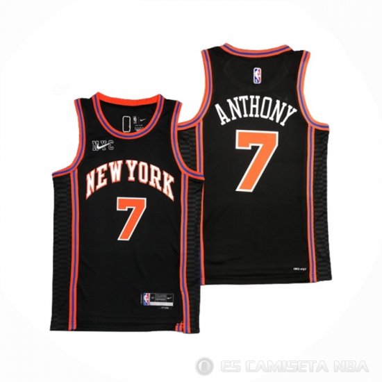 Camiseta Carmelo Anthony #7 New York Knicks Ciudad 2021-22 Negro - Haga un click en la imagen para cerrar