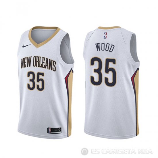 Camiseta Christian Wood #35 New Orleans Pelicans Association Blanco - Haga un click en la imagen para cerrar
