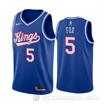 Camiseta De\'aaron Fox #5 Sacramento Kings Throwback 2019-20 Azul